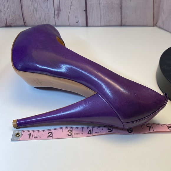 Giuseppe Zanoti Purple Leather Peek a Boo Open Toe Stiletto 4.25” Heels EUC - Picture 12 of 14